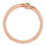14K Gold Round Natural Emerald Sideways Cross Ring – 2.5mm Stones - Rose Gold - view 7