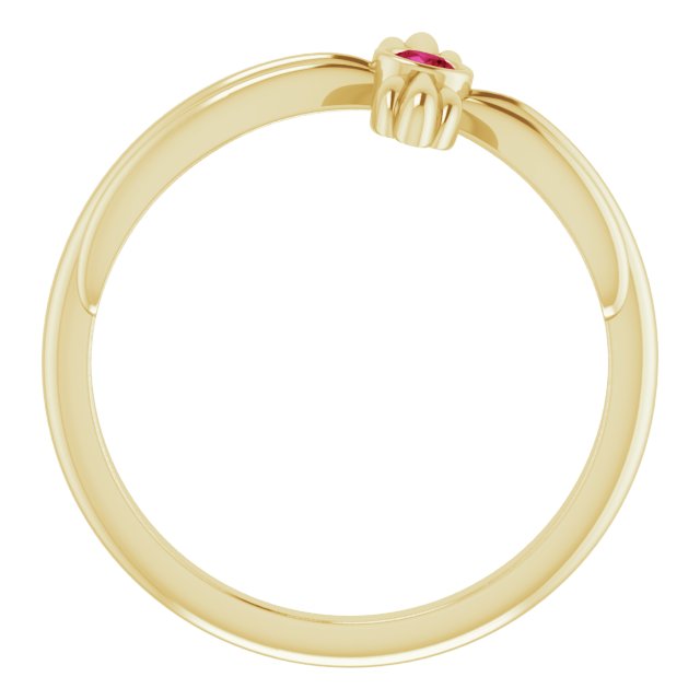 14K Gold Round Natural Ruby Sideways Cross Ring – 2.5mm Stones - Yellow Gold - view 7
