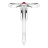 Platinum Round Natural Mozambique Garnet Sideways Cross Ring – 2.5mm Stones - view 9