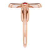 14K Gold Round Natural Mozambique Garnet Sideways Cross Ring – 2.5mm Stones - Rose Gold - view 9