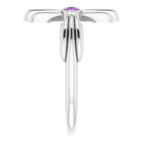 14K Gold Round Natural Amethyst Sideways Cross Ring – 2.5mm Stones - White Gold - view 9
