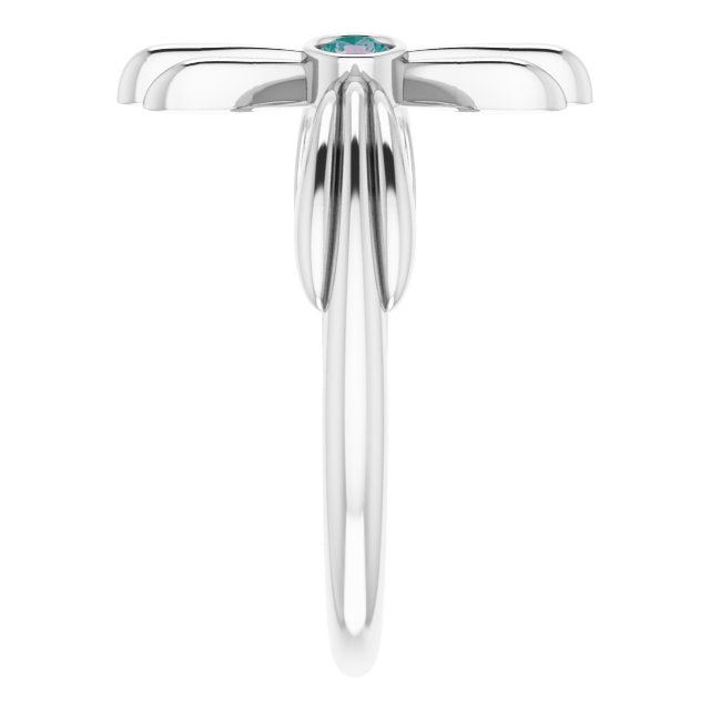 Platinum Round Natural Alexandrite Sideways Cross Ring – 2.5mm Stones - view 9