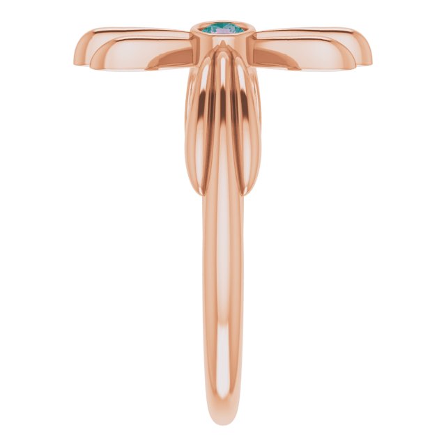 14K Gold Round Natural Alexandrite Sideways Cross Ring – 2.5mm Stones - Rose Gold - view 9