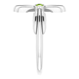 Platinum Round Natural Peridot Sideways Cross Ring – 2.5mm Stones - view 9