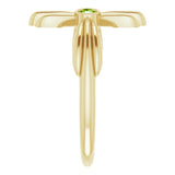 14K Gold Round Natural Peridot Sideways Cross Ring – 2.5mm Stones - Yellow Gold - view 9