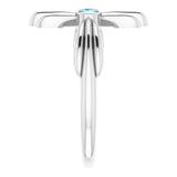 Platinum Round Natural Blue Zircon Sideways Cross Ring – 2.5mm Stones - view 9