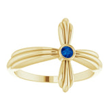 14K Gold Round Natural Blue Sapphire Sideways Cross Ring – 2.5mm Stones - Yellow Gold - view 8