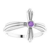 Platinum Round Natural Amethyst Sideways Cross Ring – 2.5mm Stones - view 8