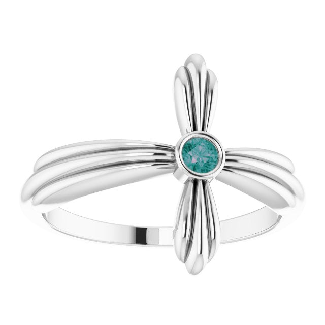 Platinum Round Natural Alexandrite Sideways Cross Ring – 2.5mm Stones - view 8