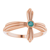 14K Gold Round Natural Alexandrite Sideways Cross Ring – 2.5mm Stones - Rose Gold - view 8