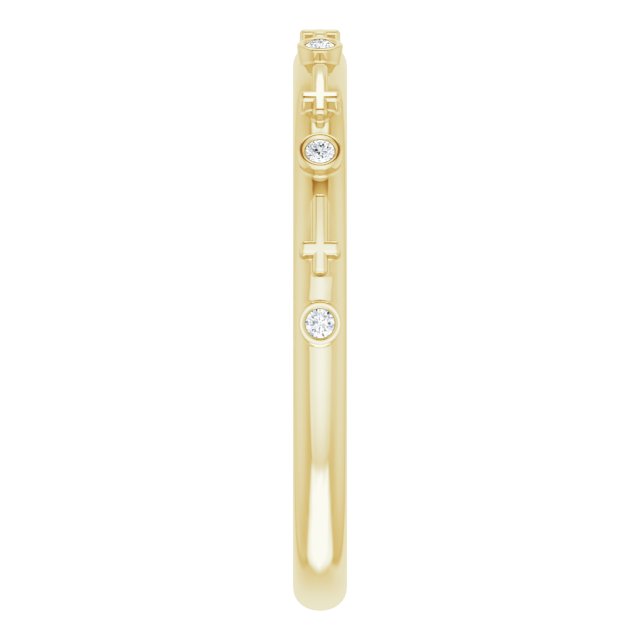 14K Gold Round Natural Diamond Bezel-Set Cross Ring - Yellow Gold - view 9