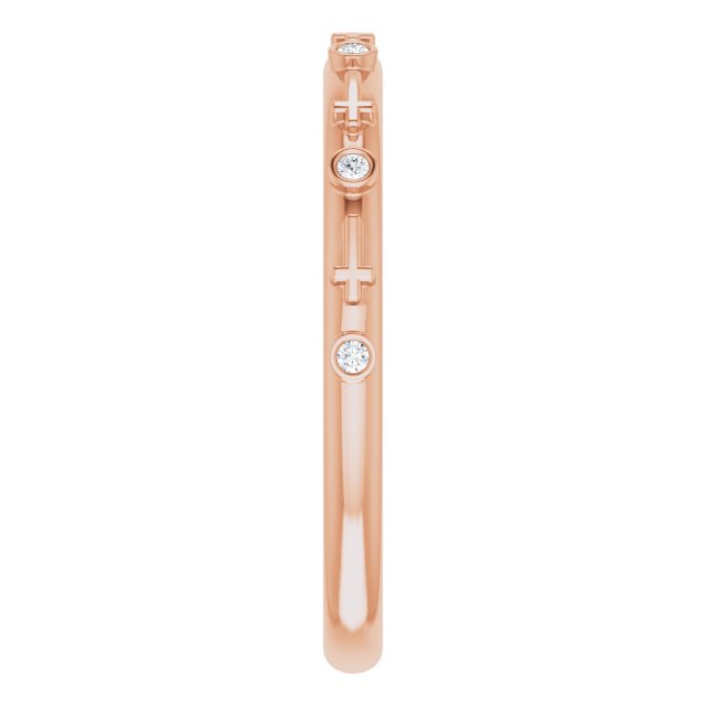 14K Gold Round Natural Diamond Bezel-Set Cross Ring - Rose Gold - view 9