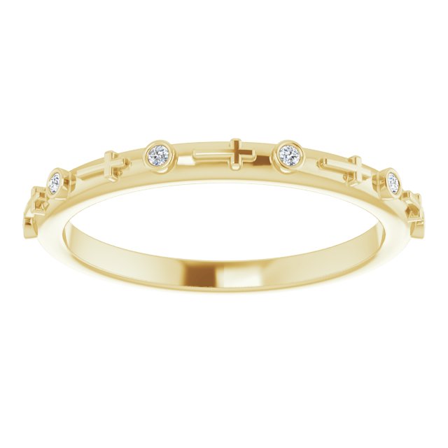 14K Gold Round Natural Diamond Bezel-Set Cross Ring - Yellow Gold - view 8