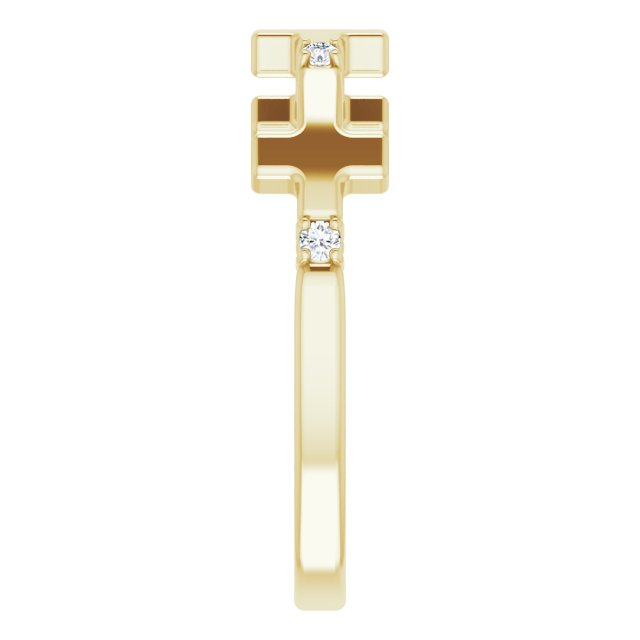 14K Gold Round Natural Diamond Accented Cross Ring – 1.5mm Stones - Yellow Gold - view 9