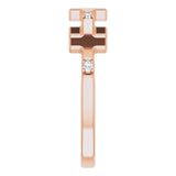 14K Gold Round Natural Diamond Accented Cross Ring – 1.5mm Stones - Rose Gold - view 9