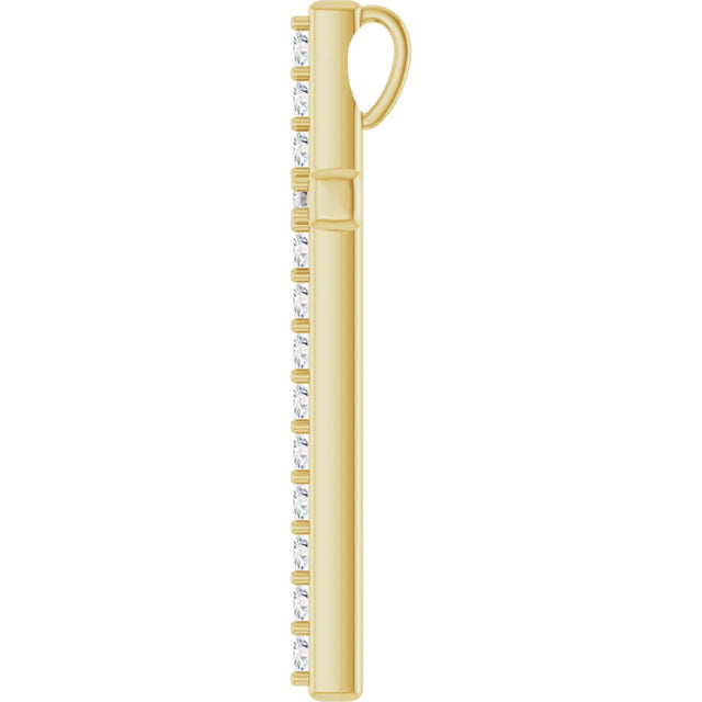 14K Gold Round Natural Diamond Cross Pendant – 31.1x21.6mm - Yellow Gold - view 6