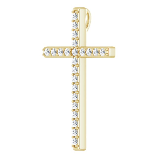 14K Gold Round Natural Diamond Cross Pendant – 31.1x21.6mm - Yellow Gold - view 5