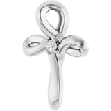 Platinum Round Natural Diamond Solitaire Cross Necklace or Pendant - view 5