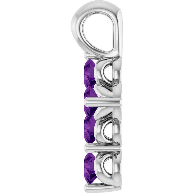 Platinum Round Natural Amethyst Accented Cross Necklace or Pendant - view 9