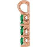 14K Gold Round Natural Emerald Accented Cross Necklace or Pendant - Rose Gold - view 8