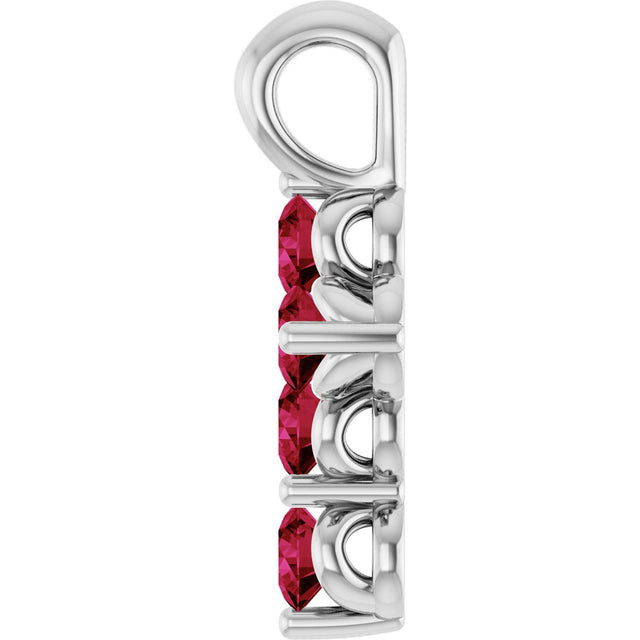 Platinum Round Natural Ruby Accented Cross Necklace or Pendant - view 8