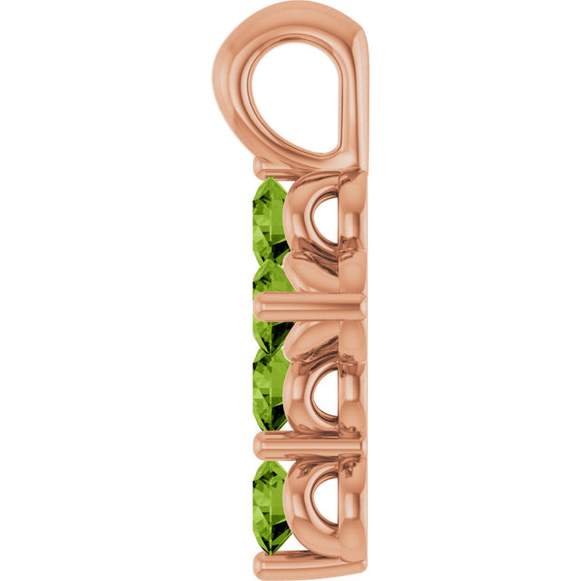 14K Gold Round Natural Peridot Accented Cross Necklace or Pendant - Rose Gold - view 9