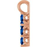 14K Gold Round Lab-Grown Blue Sapphire Accented Cross Necklace or Pendant - Rose Gold - view 8