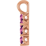 14K Gold Round Natural Pink Tourmaline Accented Cross Necklace or Pendant - Rose Gold - view 9