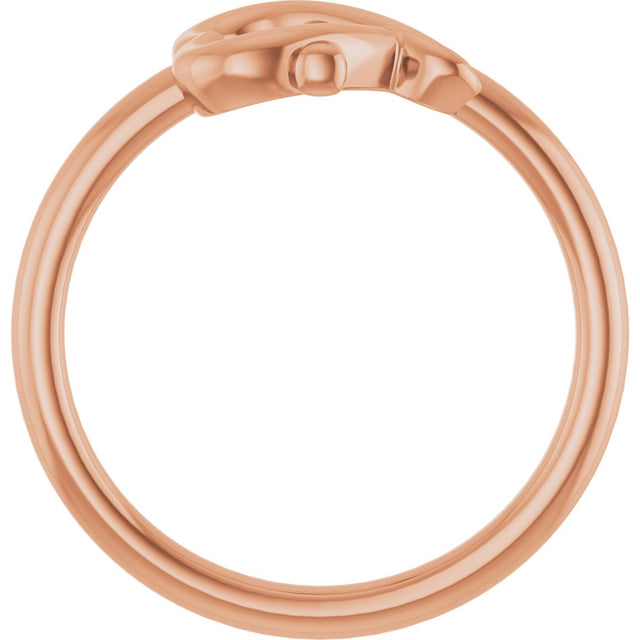 14K Gold Youth Cross & Heart Ring - Rose Gold - view 2