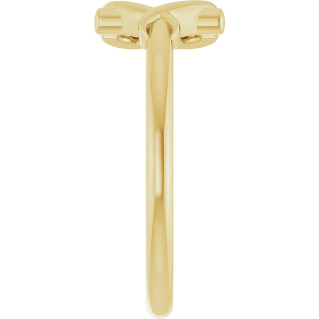 14K Gold Youth Cross & Heart Ring - Yellow Gold - view 4