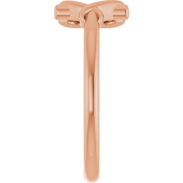 14K Gold Youth Cross & Heart Ring - Rose Gold - view 4