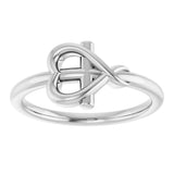 14K Gold Youth Cross & Heart Ring - White Gold - view 3