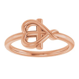 14K Gold Youth Cross & Heart Ring - Rose Gold - view 3