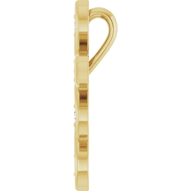 14K Gold Round Natural Diamond Accented Cross Necklace or Pendant – 0.08 CTW - Yellow Gold - view 6