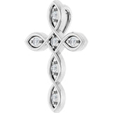 Platinum Round Natural Diamond Accented Cross Necklace or Pendant – 0.08 CTW - view 5