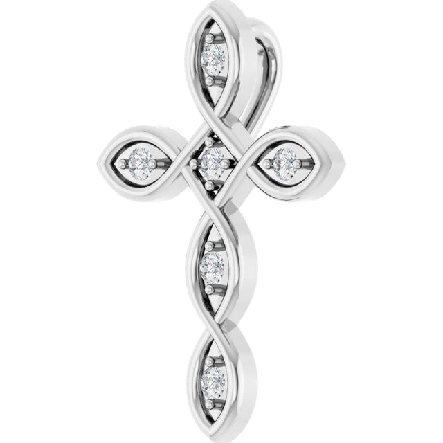 Platinum Round Natural Diamond Accented Cross Necklace or Pendant – 0.08 CTW - view 5