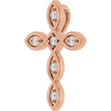 14K Gold Round Natural Diamond Accented Cross Necklace or Pendant – 0.08 CTW - Rose Gold - view 5