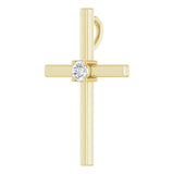 14K Gold Round Natural Diamond Solitaire Cross Pendant – 1/6 CTW - Yellow Gold - view 5
