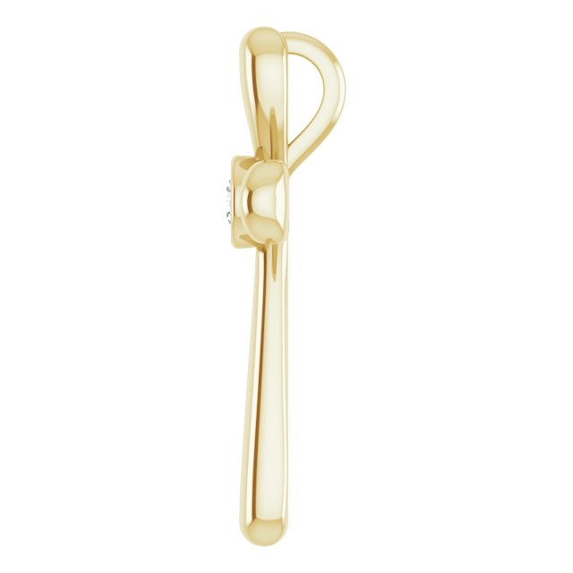 14K Gold Round Natural Diamond Solitaire Bezel-Set Cross Pendant - Yellow Gold - view 6