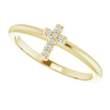 14K Gold Round Natural Diamond Accented Stackable Cross Ring - Yellow Gold - view 10