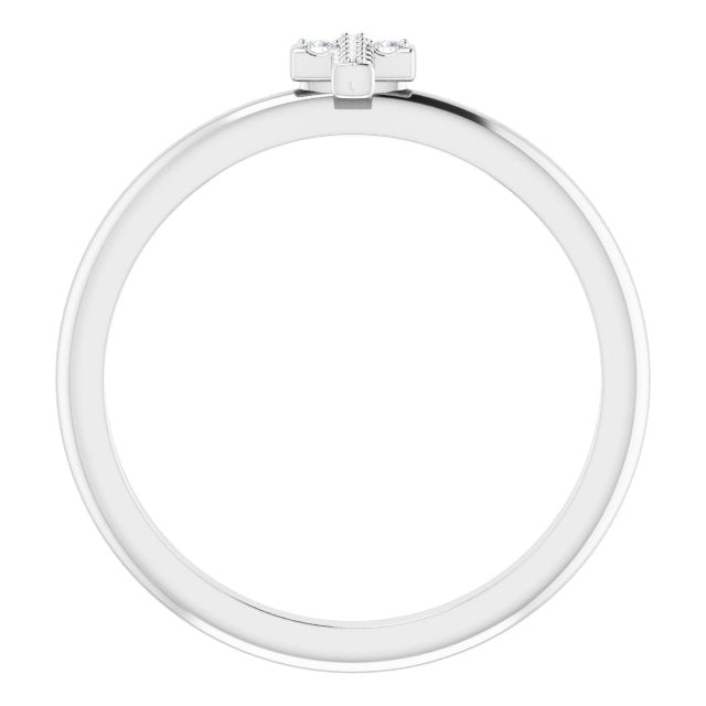 Platinum Round Natural Diamond Accented Stackable Cross Ring - view 7