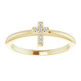 14K Gold Round Natural Diamond Accented Stackable Cross Ring - Yellow Gold - view 8