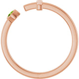 14K Gold Round Natural Peridot Negative Space Cross Ring - Rose Gold - view 12