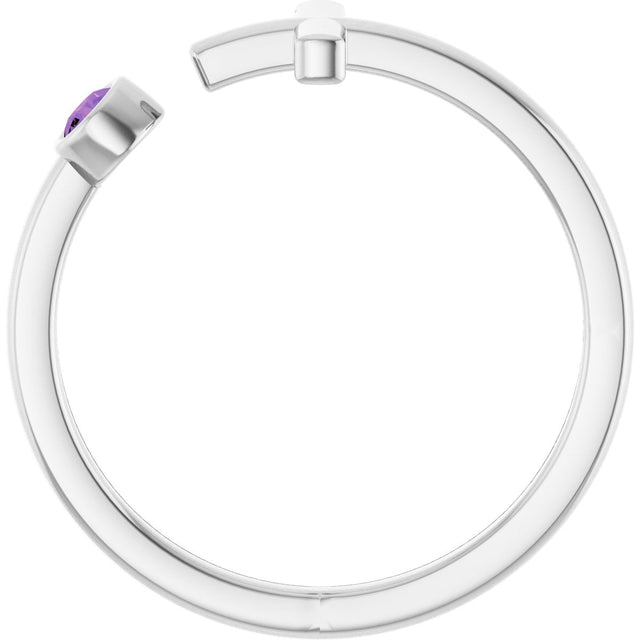 Platinum Round Natural Amethyst Negative Space Cross Ring - view 12