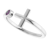 Platinum Round Natural Alexandrite Negative Space Cross Ring - view 15