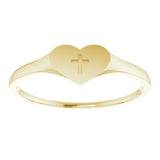 14K Gold Youth Heart & Cross Ring - Yellow Gold - view 3