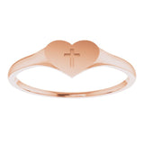 14K Gold Youth Heart & Cross Ring - Rose Gold - view 3