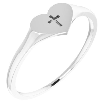 Platinum Youth Heart & Cross Ring