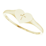 14K Gold Youth Heart & Cross Ring - Yellow Gold - view 5