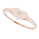 14K Gold Youth Heart & Cross Ring - Rose Gold - view 6